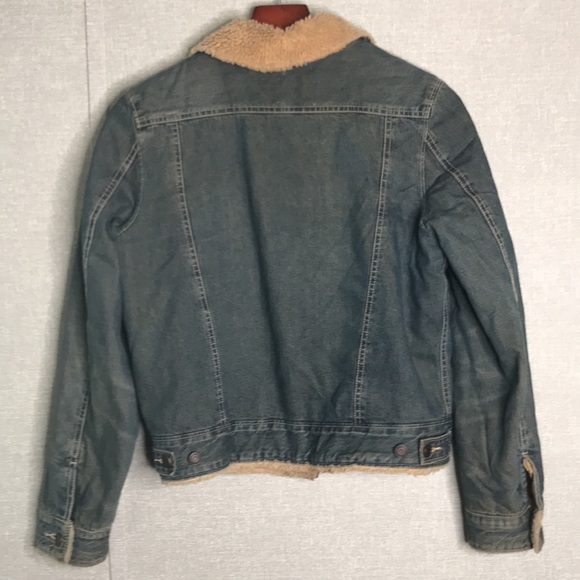 Vintage Gap Factory Store Faux Sherling Lined Trucker Jean Jacket - Picture 5 of 6